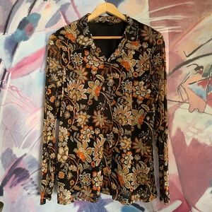 Jane + Delancey Floral Button Down Blouse size Large